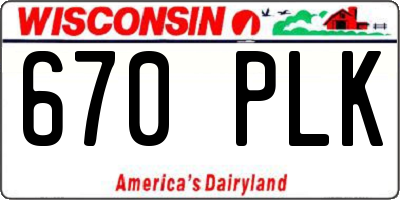 WI license plate 670PLK
