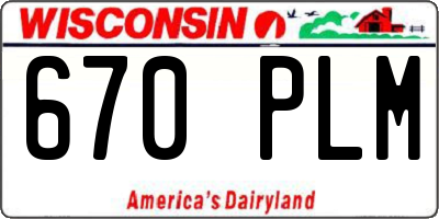 WI license plate 670PLM