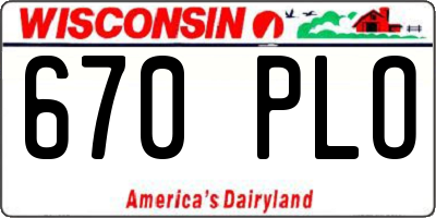 WI license plate 670PLO