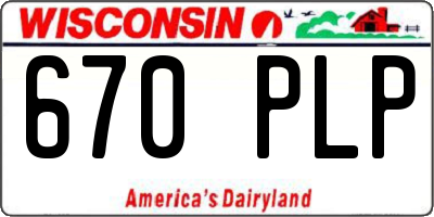 WI license plate 670PLP