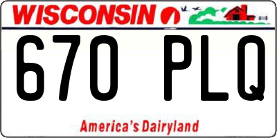 WI license plate 670PLQ