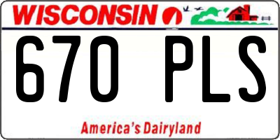 WI license plate 670PLS