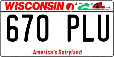 WI license plate 670PLU