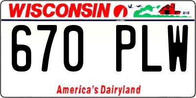 WI license plate 670PLW