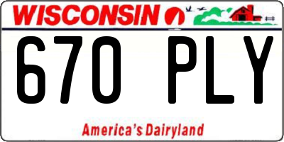 WI license plate 670PLY