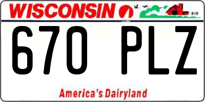 WI license plate 670PLZ