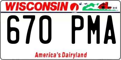 WI license plate 670PMA