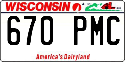 WI license plate 670PMC