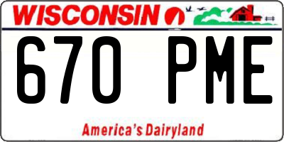 WI license plate 670PME