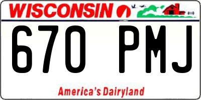 WI license plate 670PMJ