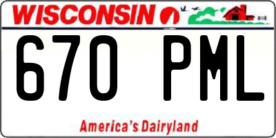 WI license plate 670PML