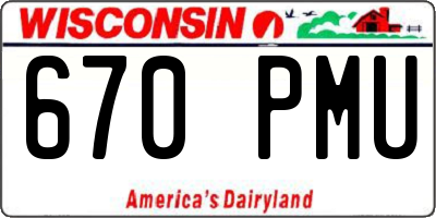WI license plate 670PMU