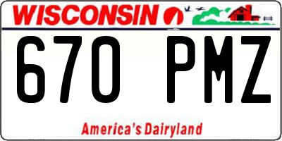 WI license plate 670PMZ