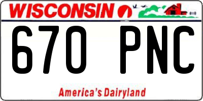 WI license plate 670PNC