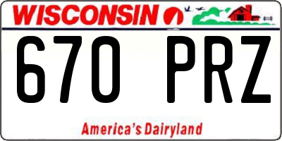 WI license plate 670PRZ