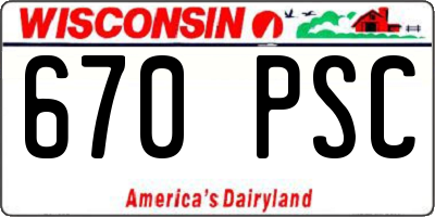 WI license plate 670PSC