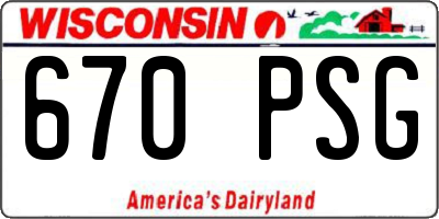 WI license plate 670PSG