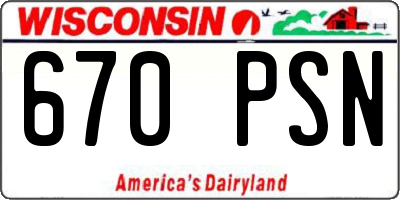 WI license plate 670PSN