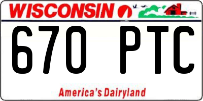 WI license plate 670PTC