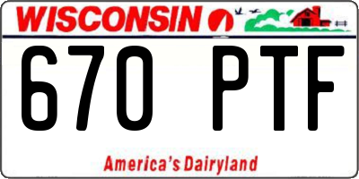 WI license plate 670PTF