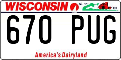 WI license plate 670PUG