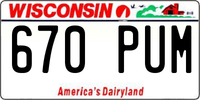 WI license plate 670PUM