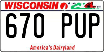 WI license plate 670PUP