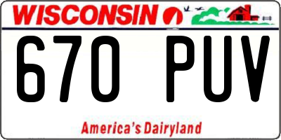 WI license plate 670PUV