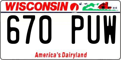 WI license plate 670PUW