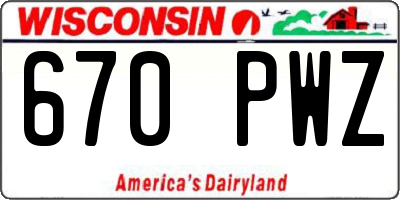 WI license plate 670PWZ
