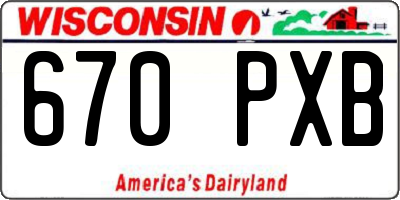 WI license plate 670PXB