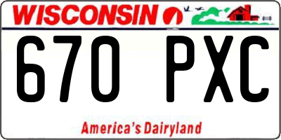 WI license plate 670PXC