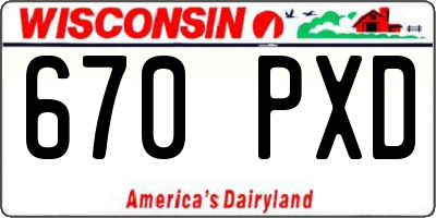 WI license plate 670PXD