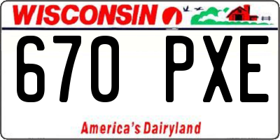 WI license plate 670PXE