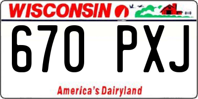 WI license plate 670PXJ