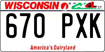 WI license plate 670PXK