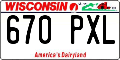 WI license plate 670PXL