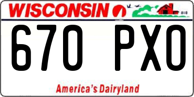 WI license plate 670PXO