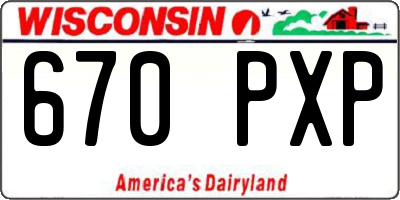 WI license plate 670PXP