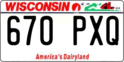 WI license plate 670PXQ
