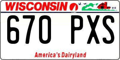 WI license plate 670PXS