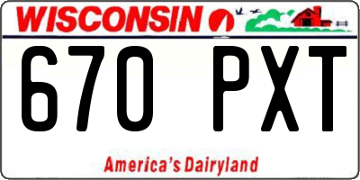 WI license plate 670PXT