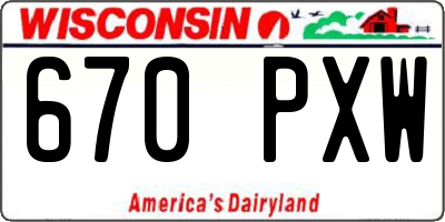 WI license plate 670PXW