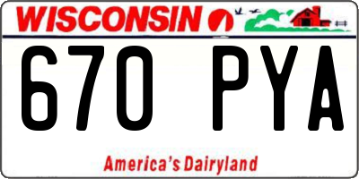 WI license plate 670PYA
