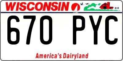 WI license plate 670PYC