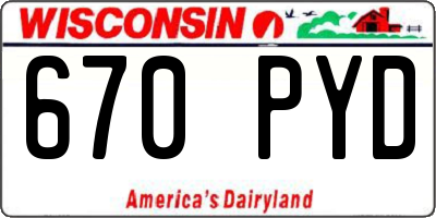 WI license plate 670PYD