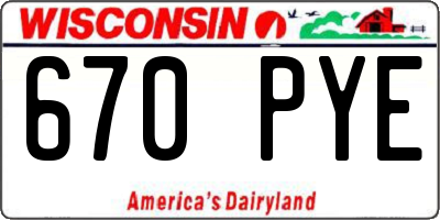 WI license plate 670PYE