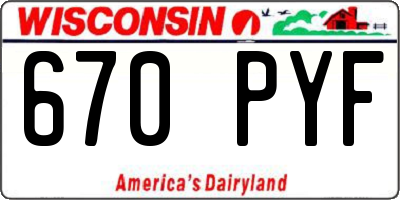 WI license plate 670PYF