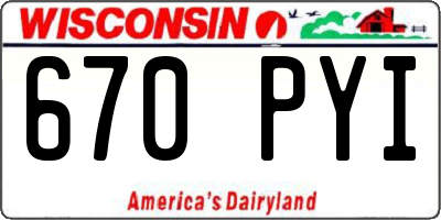 WI license plate 670PYI