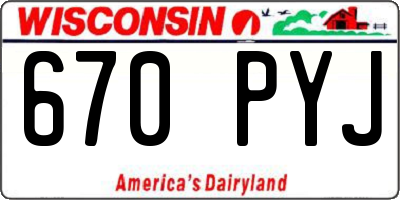 WI license plate 670PYJ